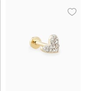 SINGLE Heart Mini 14k Yellow Gold Stud Earring in White Diamond